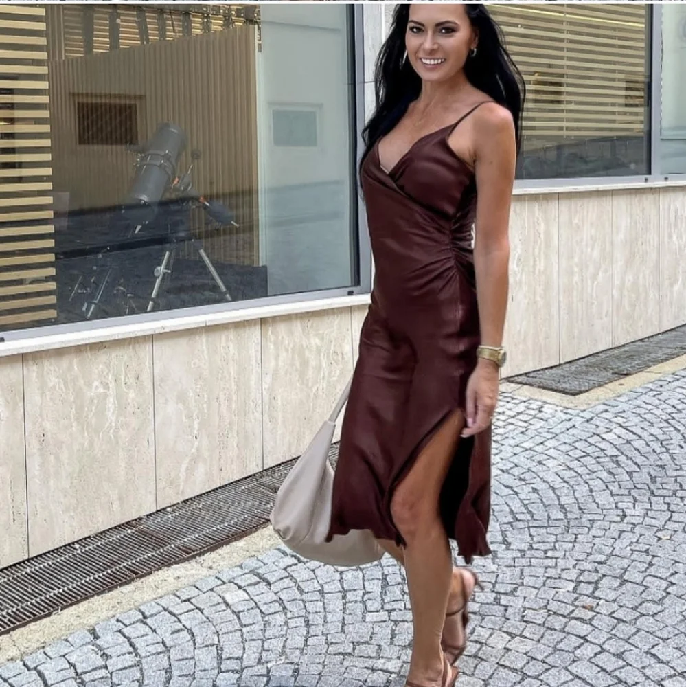 knee length dresses for ladies Slim Fit Satin Midi Dress by Cinderella Divine -BD103 main image 0